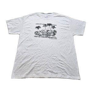 Hanes T Shirt Men XL White Cotton Crewneck SS Graphic Front Print St Thomas USVI